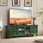 SAVOR LIFE Farmhouse TV Stand for Living Room, Rustic Green Entertainment Center by SAVORLIFEFurniture