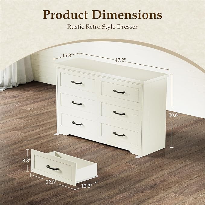 AODK Farmhouse 6 Drawer Dresser - Image 2