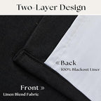Black 100% Blackout Pinch Pleat Linen Curtains 108 Inches Long - Image 4
