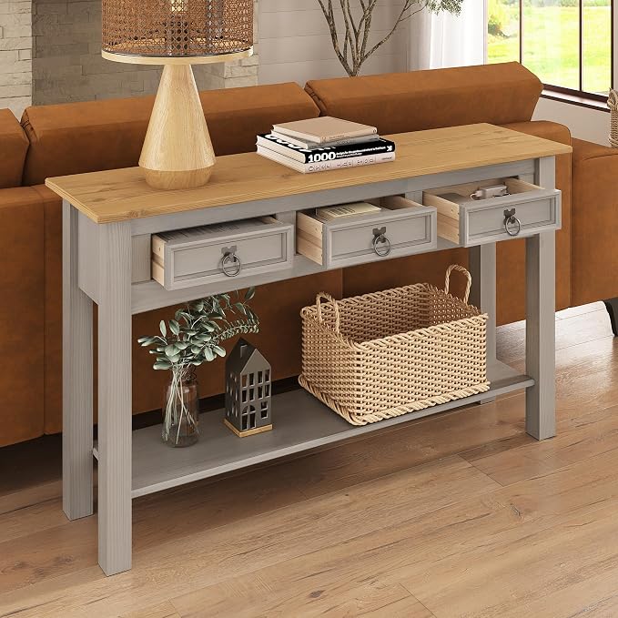 Furniture Dash Solid Wood Hall Table Console 47.9" W, 12.6" D, 28.8" H by FurnitureDash