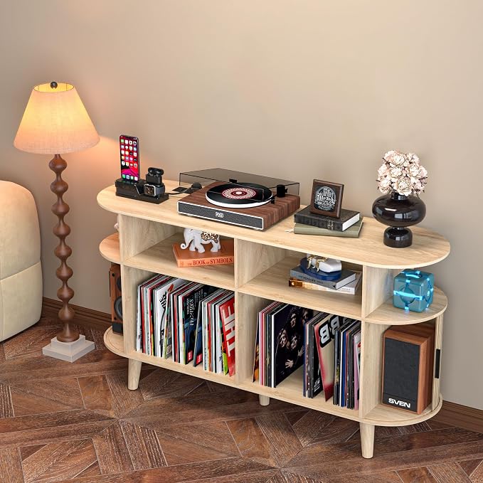 LUVIOHOME Large Round Record Player Stand - Image 5