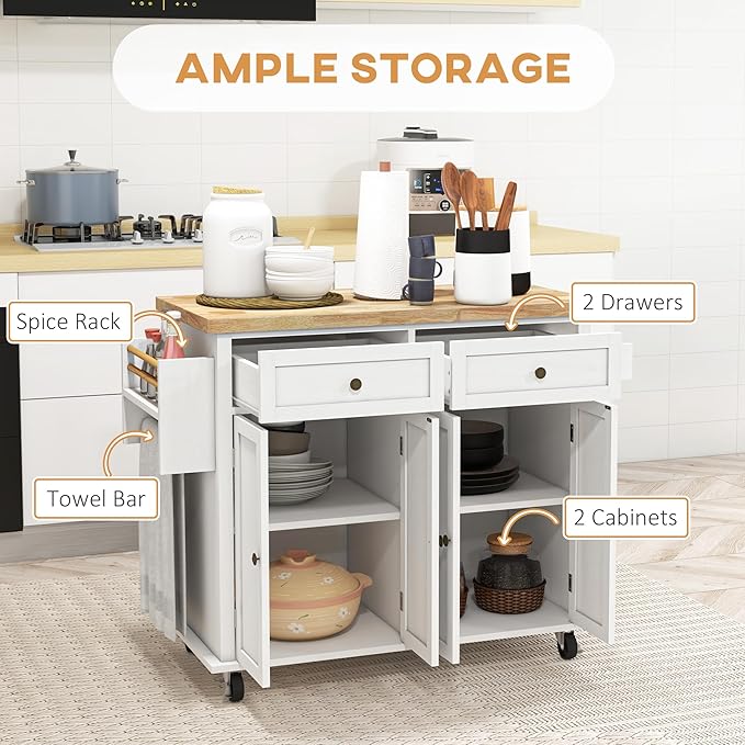 HOMCOM Kitchen Island Cart - Image 3