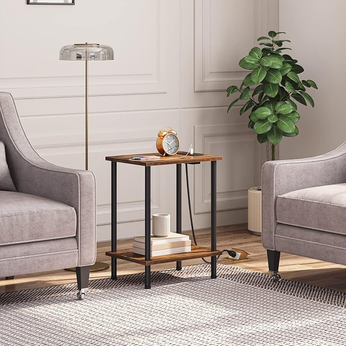 HOOBRO Side Table with Charging Station, Small End Table with USB Port and - Image 6