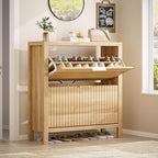 YOMILUVE Shoe Cabinet Storage for Entryway, Fluted Shoe Cabinet - Image 2