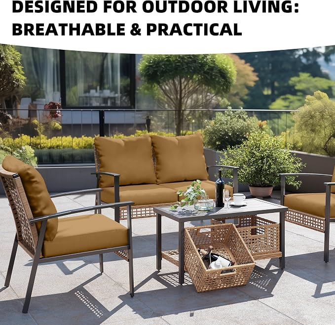 12Pcs Outdoor Cushion Covers, Elastic Patio Cushion Covers | Washable, - Image 4