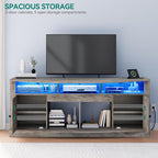 YITAHOME TV Stand for 75/80 Inch TV, Light Rustic Grey Entertainment Center 70 - Image 4