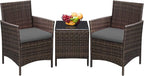 Greesum 3 Pieces Patio Furniture Sets Outdoor PE Rattan Wicker Chairs by BuynowfromGreesum