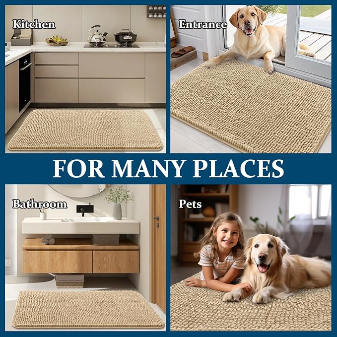 OLANLY Dog Door Mat for Muddy Paws 34x21, Super Absorbent Chenille Mud Mat | - Image 8