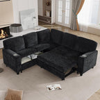 L-Shaped Sectional Couch with Storage and Pull Out Bed, Convertible Sofa Bed by LITVZ