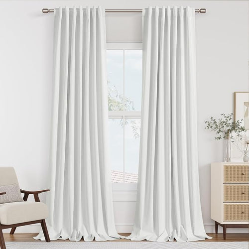 100% Blackout Linen Curtains 110 Inch Long by 52 Inch Wide 2 Panels Set by Guken