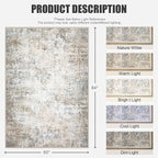 5x7 Area Rug Living Room: Modern Washable Indoor Soft Carpet Brown | - Image 2