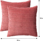 Pack of 2 Corduroy Decorative Throw Pillow Covers 18x18 Inch, Cranberry Red | - Image 7