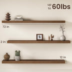 Fun Memories 72 Inch Floating Shelves, 12 Inch Deep Wall Shelf - Image 3