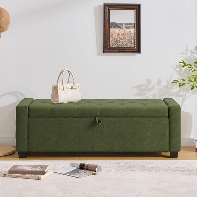 Huatean Home 48" Ottoman with Storage, Storage Ottoman Bench with Safety Hinge - Image 6