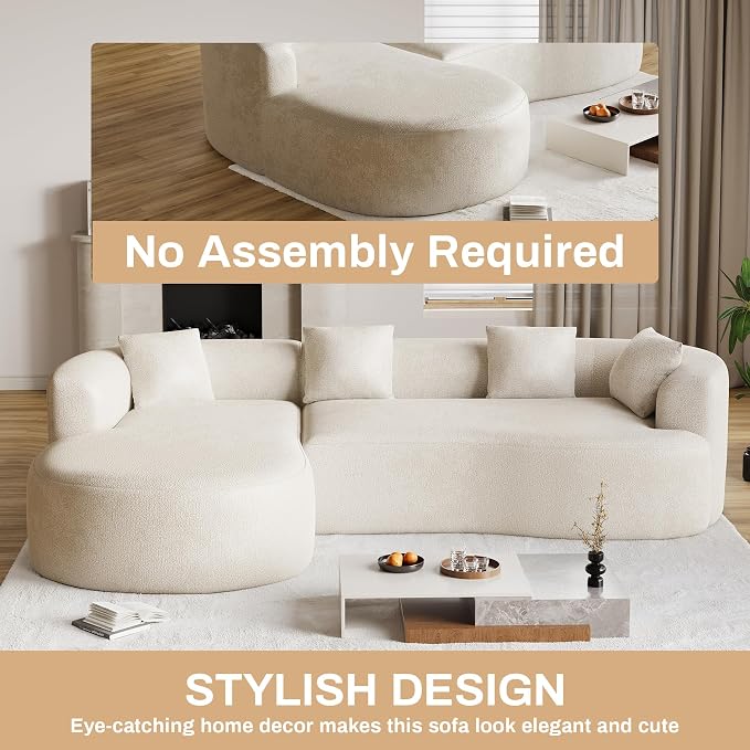Luxury Modern Tight Curved Back Sofa, 4 Seater Modular Chenille Sectional - Image 7