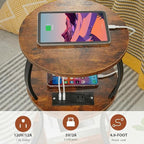 Small Round Side Table with Charging Station, 3-Tier Waist Circular End Table - Image 7