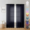 Black Sheer Curtain Panels 72 Inch Length, Light Filtering Window Curtain by Lecloud