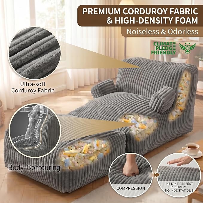 6FT Large Bean Bag Chair Lounger - Image 5