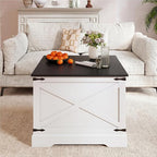 Giantex Farmhouse Lift Top Coffee Table, 31.5" Square Wood Center Table - Image 3