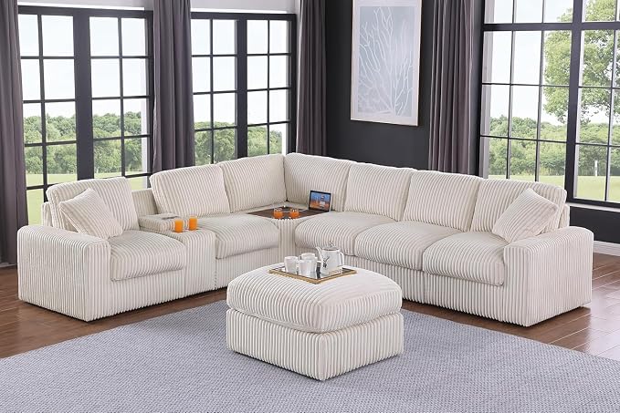 Ball & Cast 127" Oversized Modular Sectional Sofa L-Shaped, Large Corduroy - Image 2