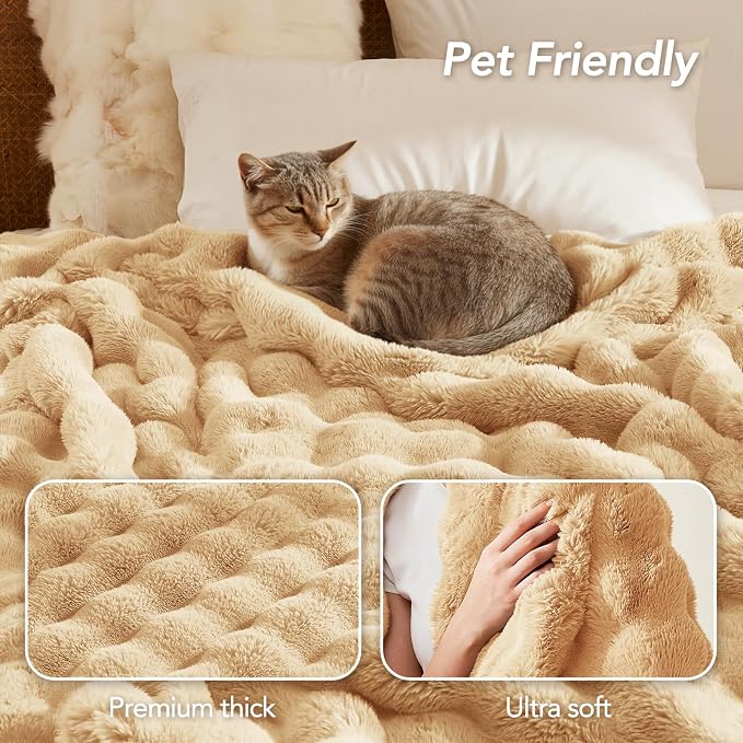 L'AGRATY Faux Rabbit Fur Throw Blanket - Image 6