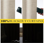 NICETOWN Taupe 100% Blackout Linen Curtains 84 inch Long Burg, Farmhouse Thick - Image 2