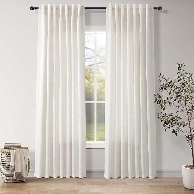 Natural Linen Curtains 80 Inch Length by Nanspring