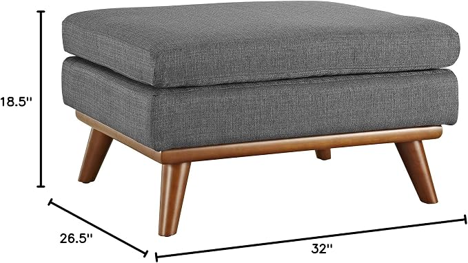 Modway Engage Mid-Century Modern Upholstered Fabric Ottoman in Gray - Image 3