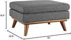 Modway Engage Mid-Century Modern Upholstered Fabric Ottoman in Gray - Image 3