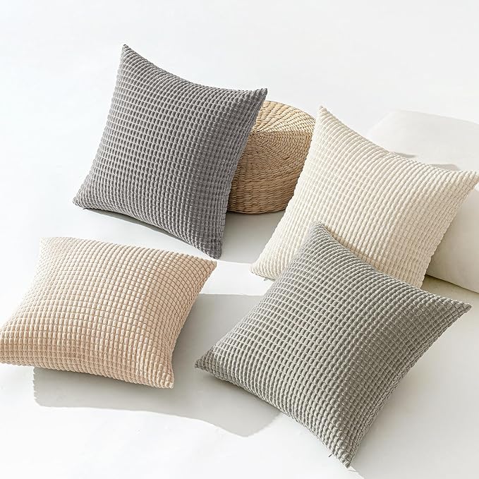 MIULEE Boho Farmhouse Decorative Pillow Covers 20x20 Inch Set of 4 Rustic - Image 6