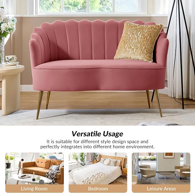 HULALA HOME Modern Velvet Loveseat Sofa - Image 6