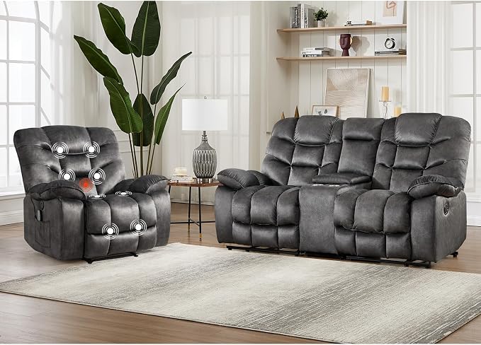 HAOMARKETS 2-Piece Recliner Sofa Set, Include Single Power Recliner Chair by HAOMARKETS