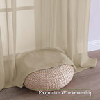 Taupe Sheer Curtains 63 Inch Length 2 Pcs, Light Filtering Rod Pockets Window - Image 9