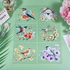 GLOBLELAND 18 Sheets Flowers and Bird Transfer Stickers 3.9x3.6inch Hummingbird - Image 5