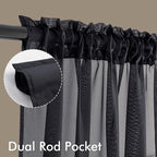 MIULEE Black Sheer Curtains 108 Inches Long 4 Panels 42 x 108 Inches | Light - Image 3