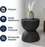 JONATHAN Y Greta Hourglass 18" Black Frosted Outdoor Side Table and Stool - Image 5