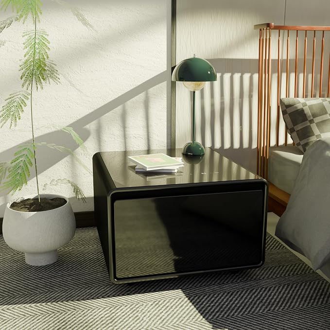 LUMISOL Smart Side Table with Built-in Fridge, Wireless Charging, Temperature - Image 3