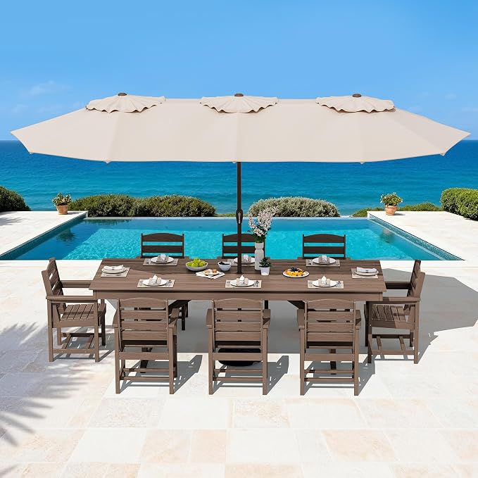 SERWALL Outdoor Dining Table, All Weather HDPE Patio Dining Table - Image 8