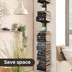 Floating Book Shelves for Wall, 8 Tier Invisible Floating Bookshelf, Vertical - Image 4