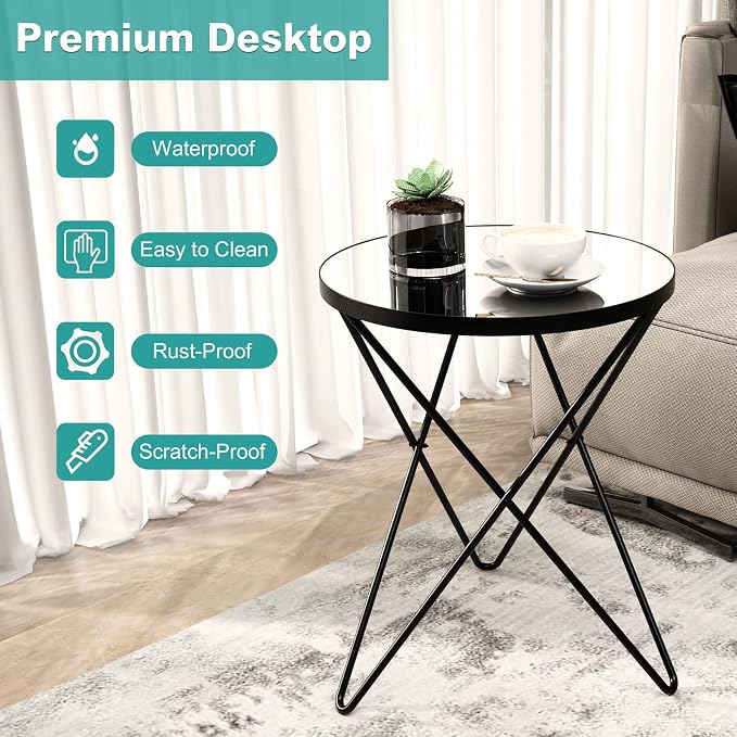 HLR Modern Round Side Table, End Table - Image 6