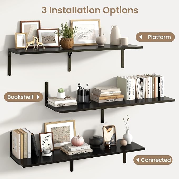 Fun Memories Floating Shelves for Wall, 12 Inch Deep Floating Shelves Set of 2 - Image 6