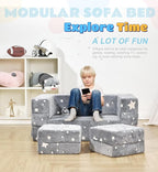 Elftopia Modular Kids Sofa, Glow in The Dark Star Plush Couch, Convertible Kids - Image 4