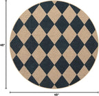 Lahome Checkered Easy Jute Round Rug 4ft, Outdoor Entryway Rug Washable | Black - Image 2