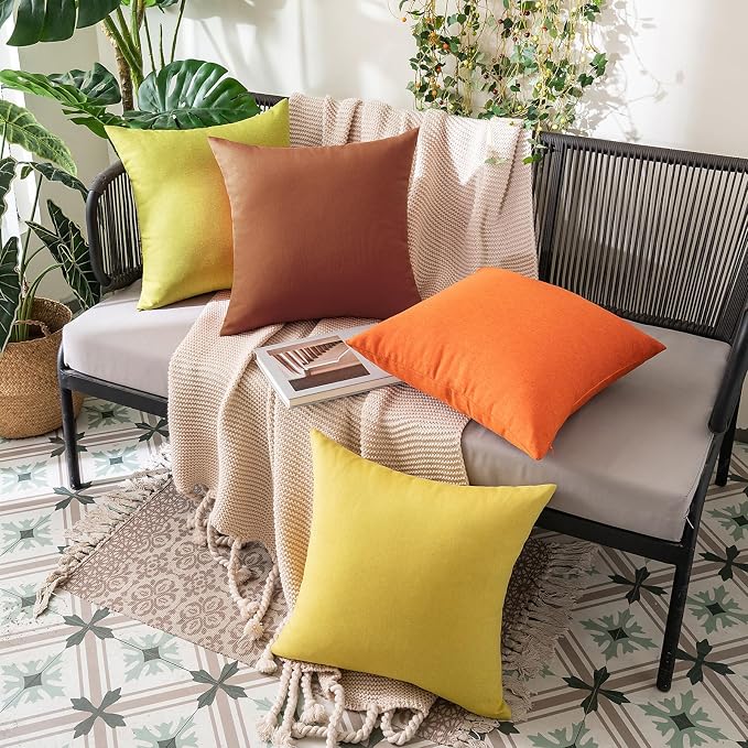 MIULEE Pack of 2 Decorative Outdoor Solid Waterproof Throw Pillow Covers Faux - Image 7