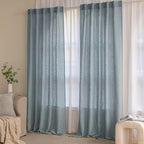 MIULEE Dusty Blue Linen Curtains 52x108 Inch Long Soft Thick Linen Textured | - Image 7