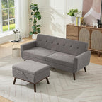 Tbfit Mid Century Modern Sofa Couch, Standard Sofa & Ottoman | linen fabric by TBfit
