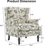 Floral Print Wingback Accent Chair, Retro Modern Farmhouse Armchair - Image 2