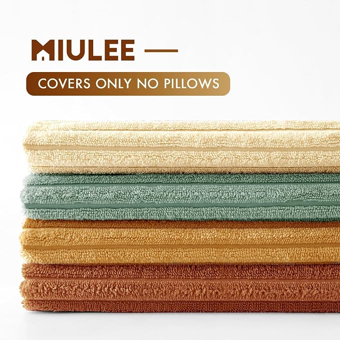 MIULEE Soft Corduroy Decorative Throw Pillow Covers Orange Teal 24x24 | Set of 4 - Image 4