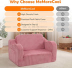 MeMoreCool Corduroy Pink Kids Chair, 2-in-1 Kids Couch Fold Out to Lounger - Image 6