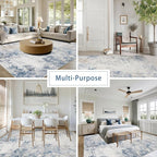 8x10 Washable Area Rugs for Living Room, Dining Room- Blue Beige | Modern - Image 5